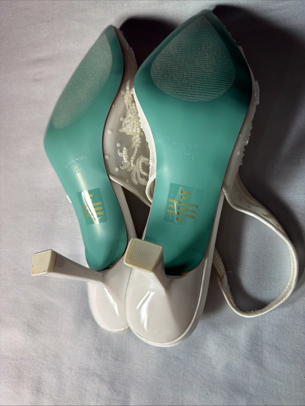 Betsey Johnson Ivory Beaded Embroidered Pointed Slingback Heels - Picture 11 of 11